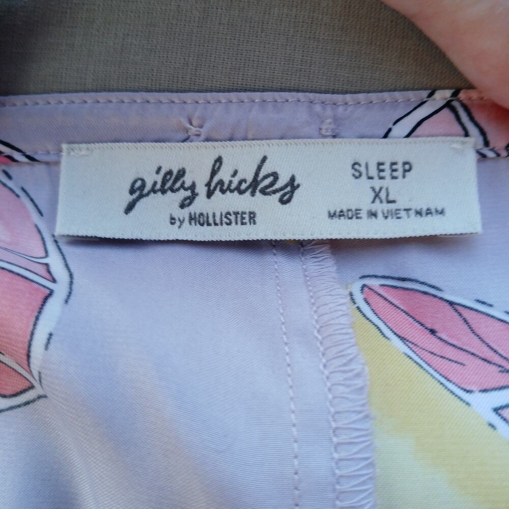 Gilly Hicks Hollister Satin Citrus Fruit Print Sleep Set XL purple LS top shorts - Picture 9 of 16